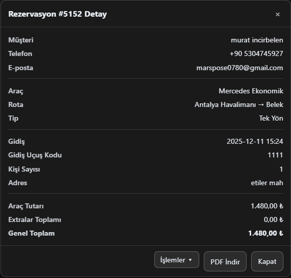 Rezervasyon Detay Ekranı